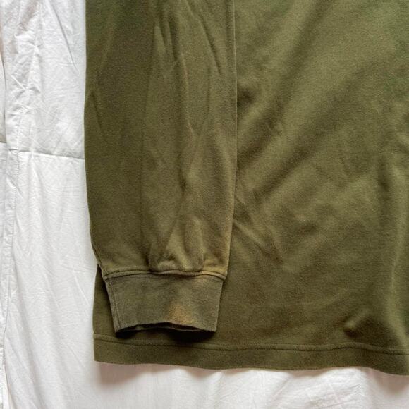 eddie Bauer Olive green soft long sleeve polo shirt  XXL grunge preppy academia - Picture 5 of 8